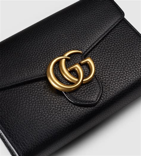 gucci petite marmont gg leather flap wallet on a chain|gucci marmont leather mini chain bag.